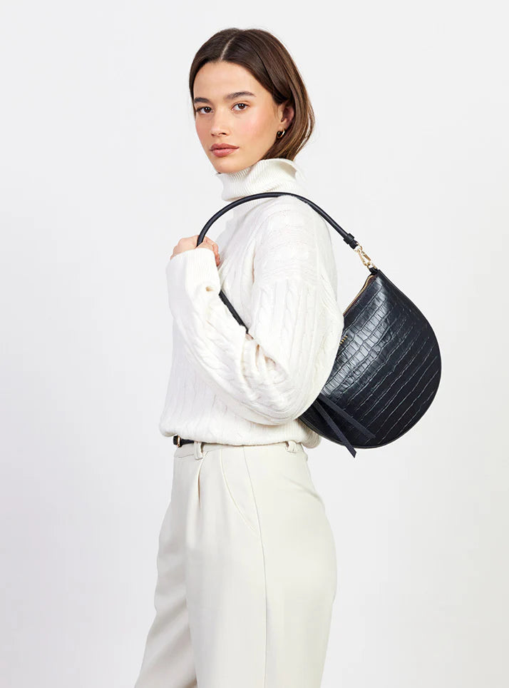 Gani Shoulder Bag - Black Croc