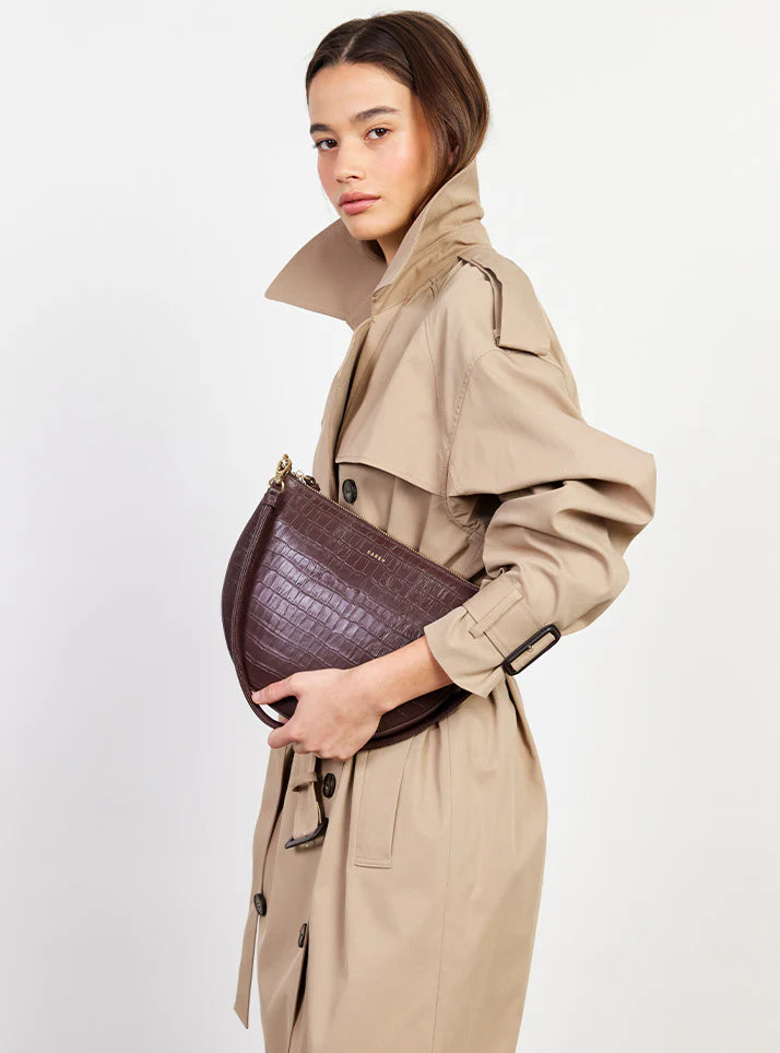 Gani Shoulder Bag - Espresso Croc