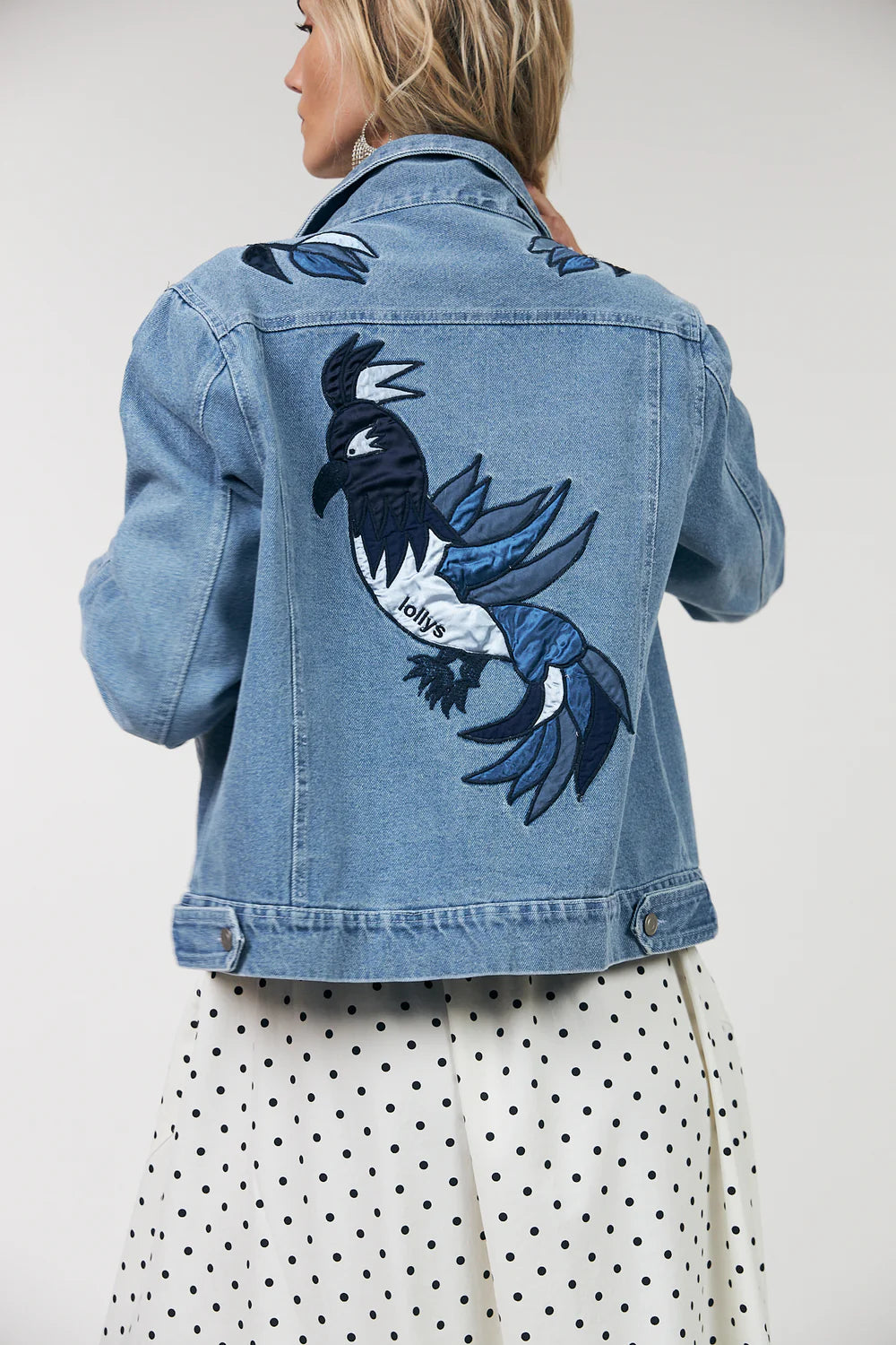 Bird Applique Denim Jacket