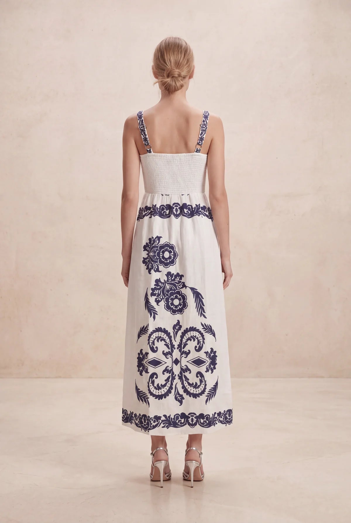 Cherish Maxi Dress - White Navy