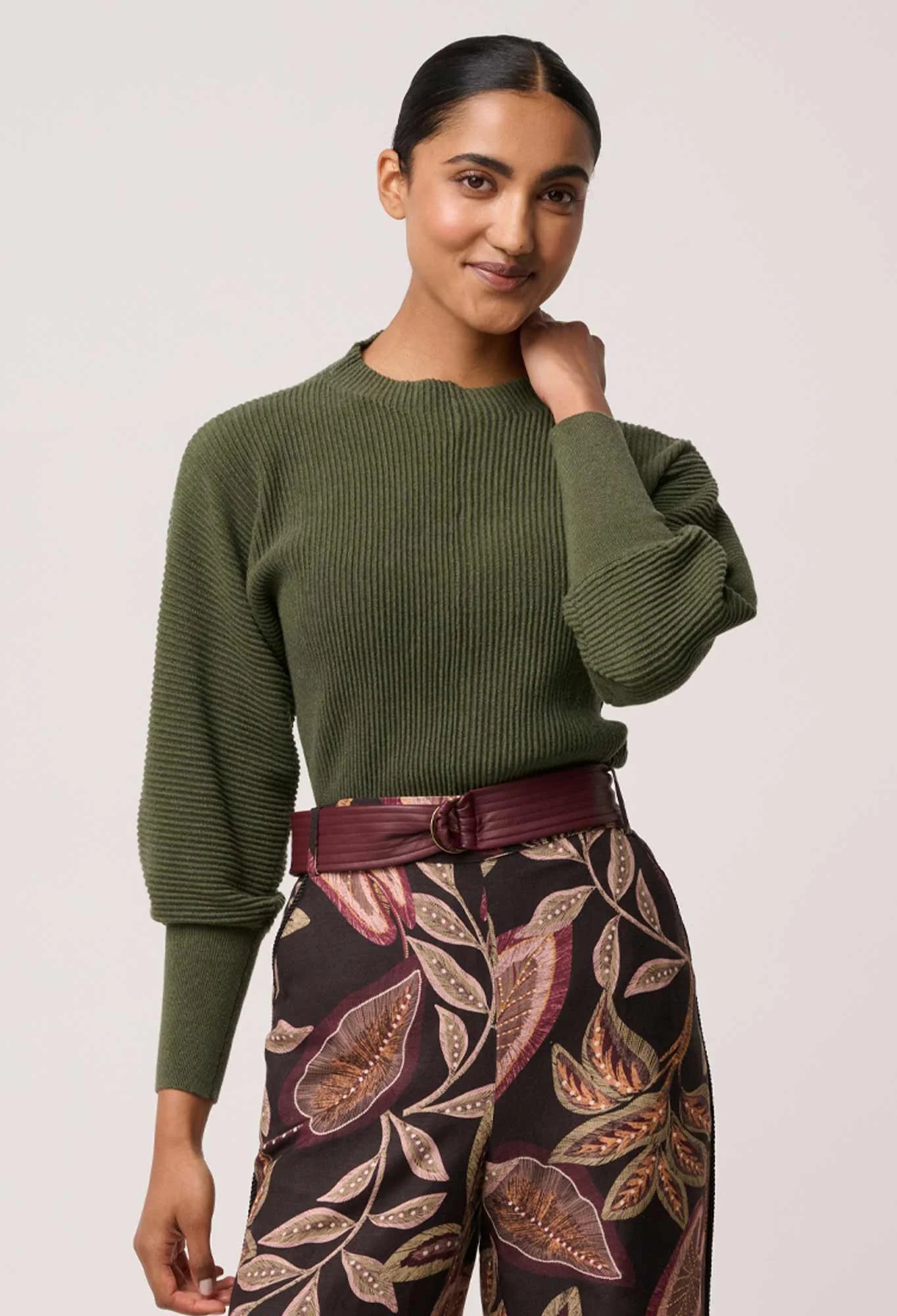 Roselle Merino Knit Top - Winter Moss