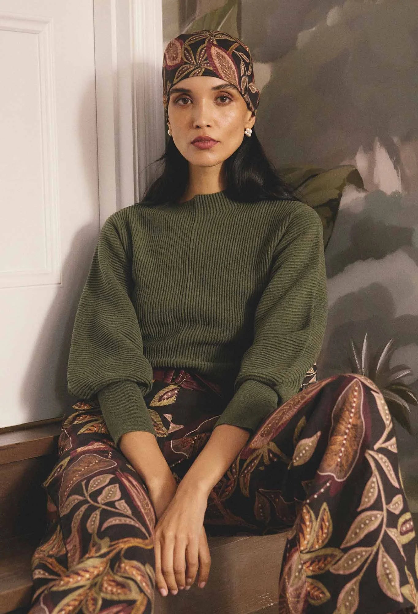 Roselle Merino Knit Top - Winter Moss