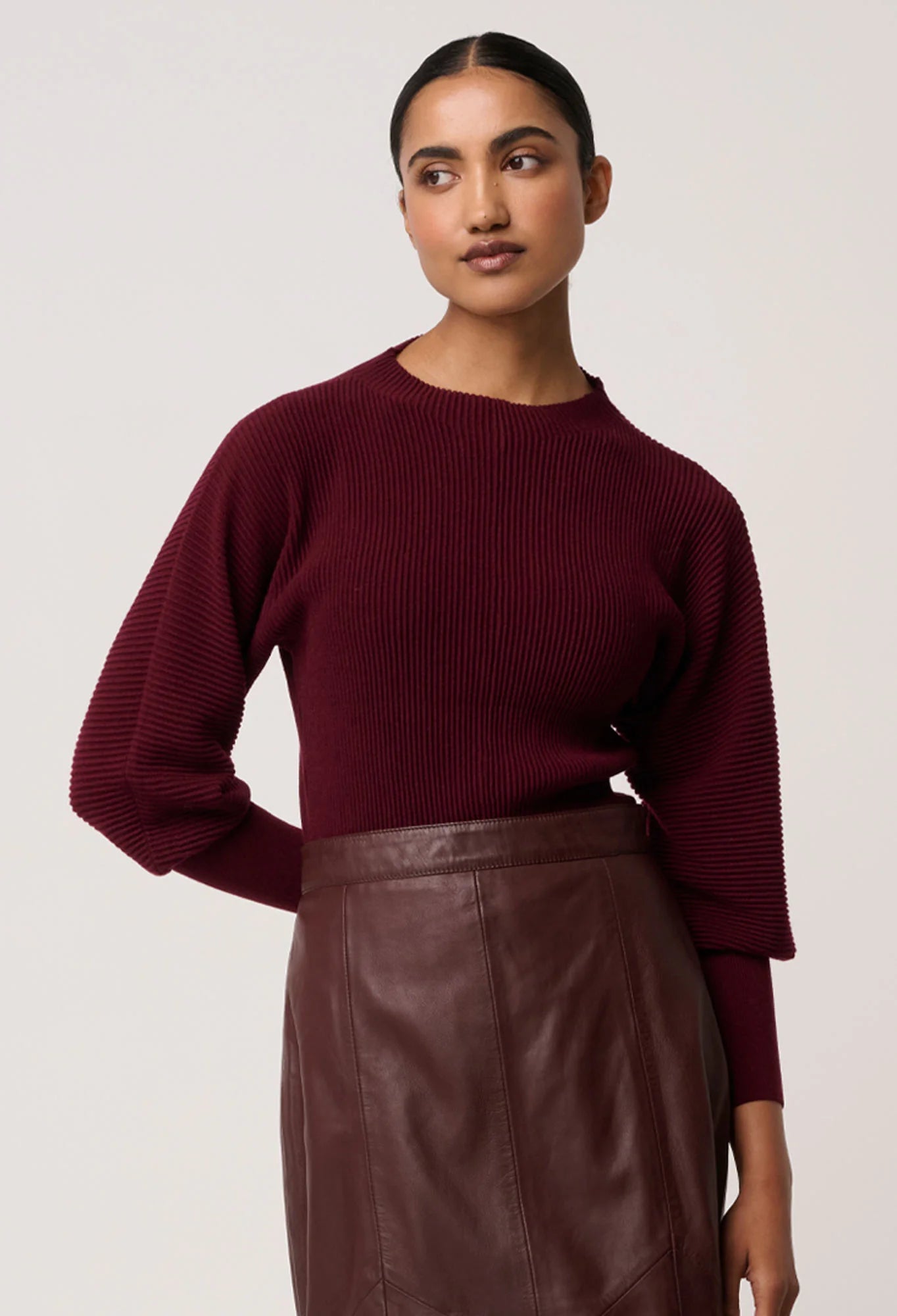 Roselle Merino Knit Top - Bordeaux