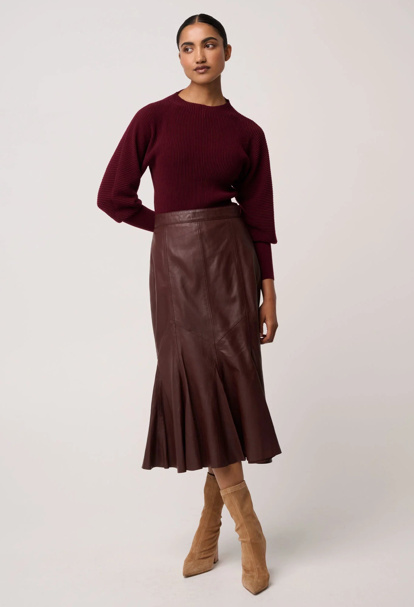 Roselle Merino Knit Top - Bordeaux