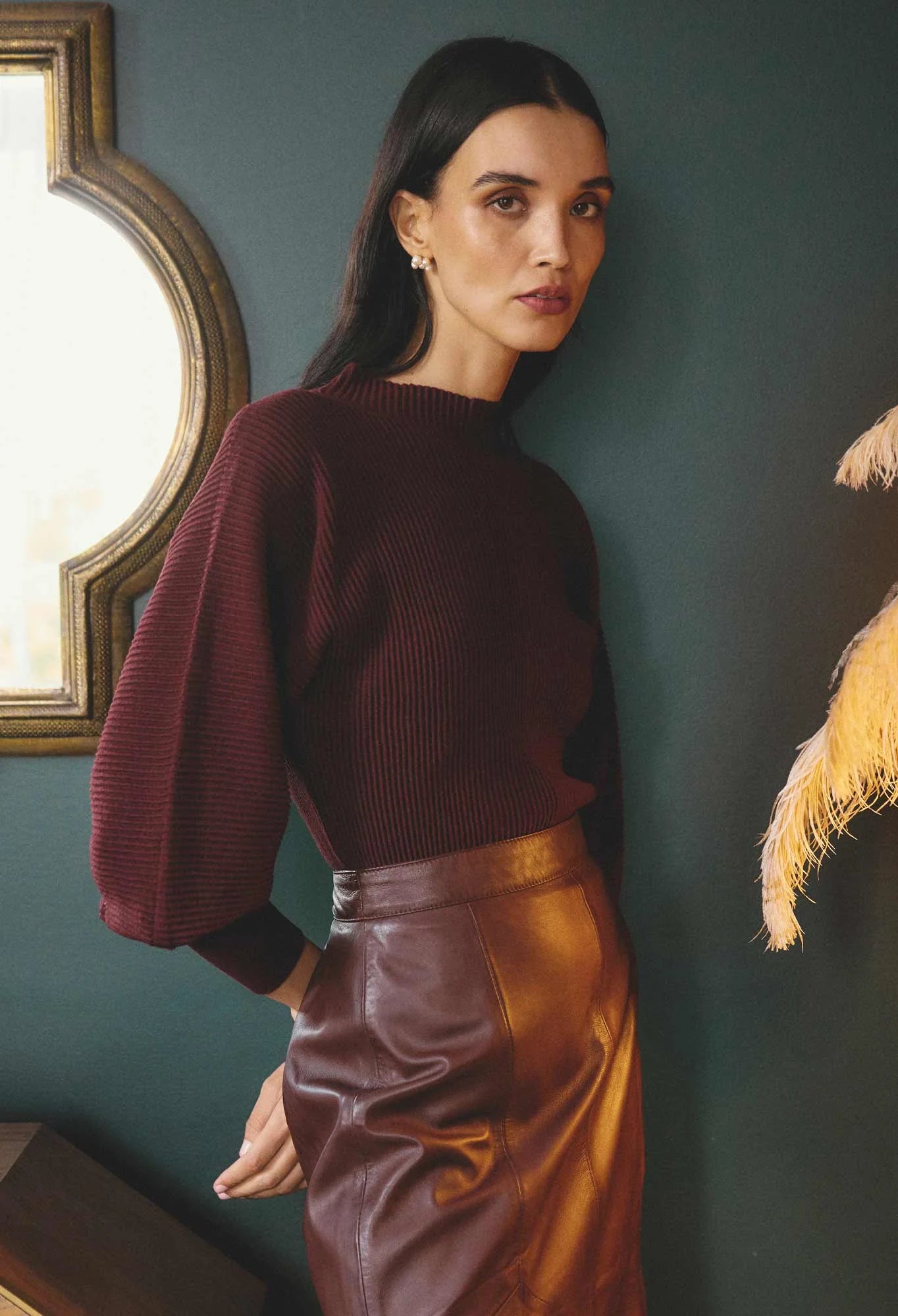 Roselle Merino Knit Top - Bordeaux