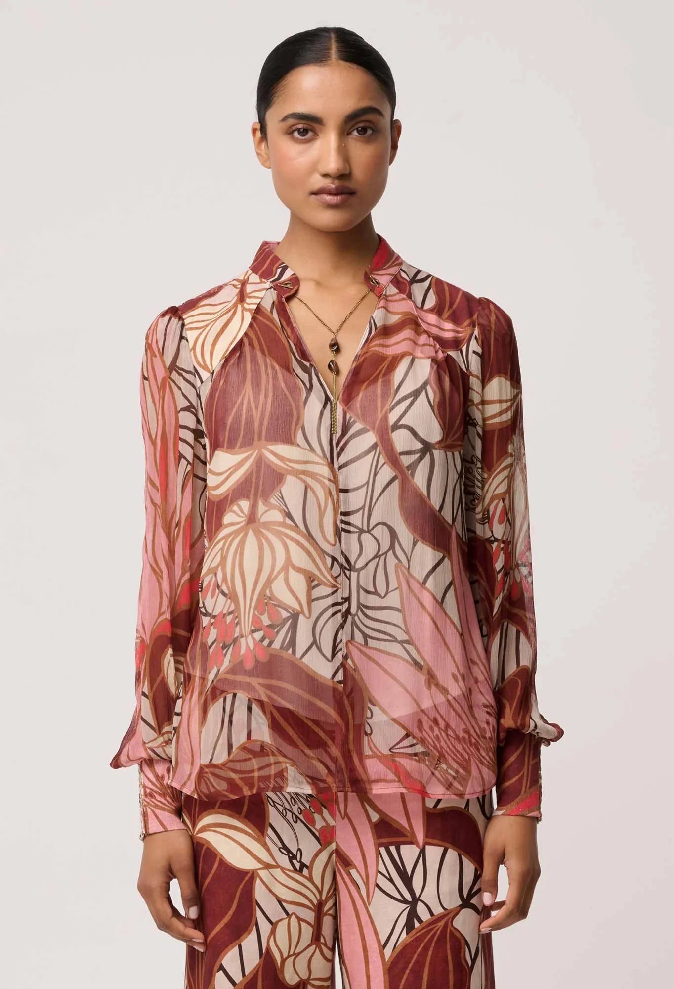 Freya Sheer Embellished Blouse - Cathedral Botanic