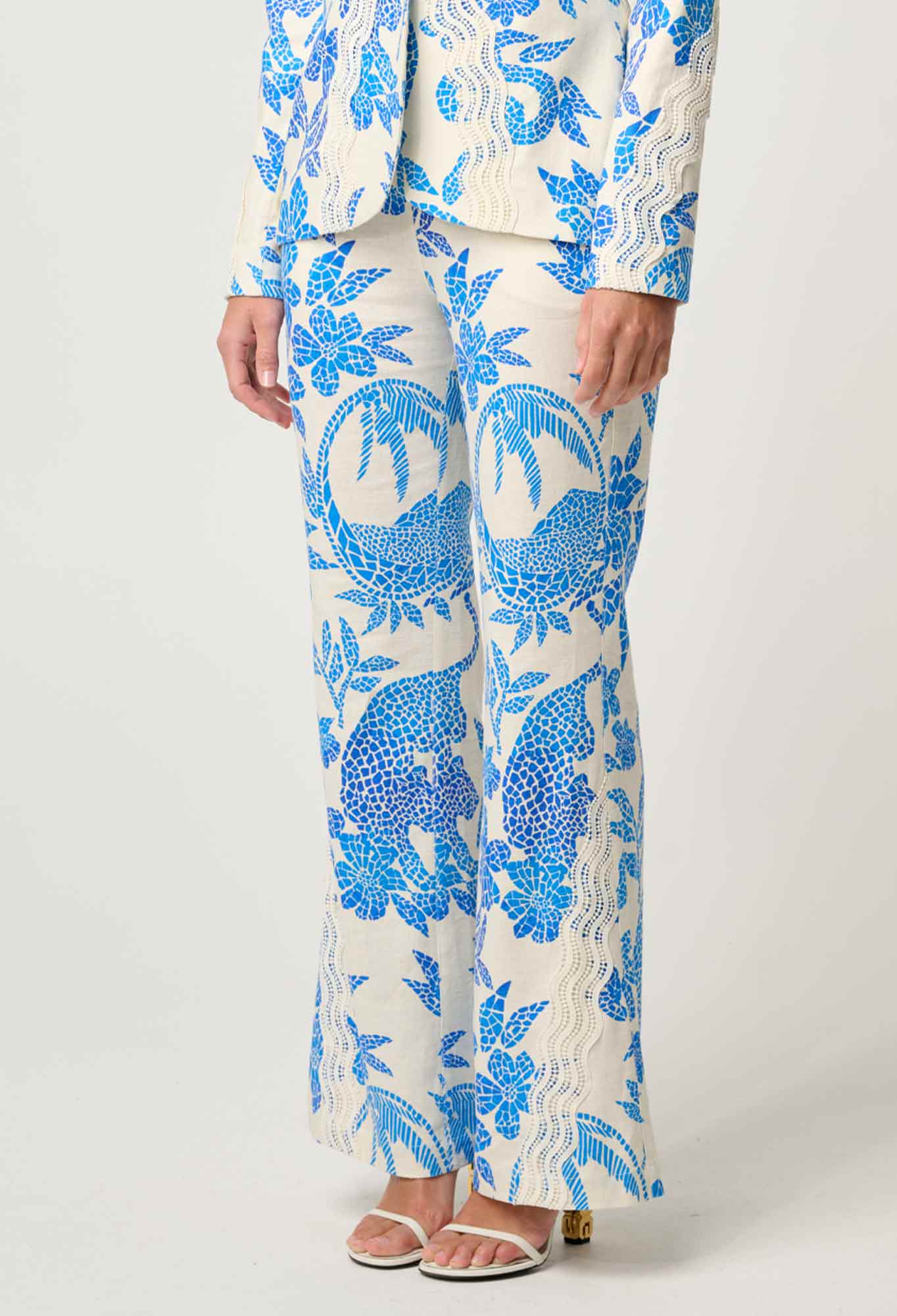Leandro Contrast Lace Pant - Azure Mosaic