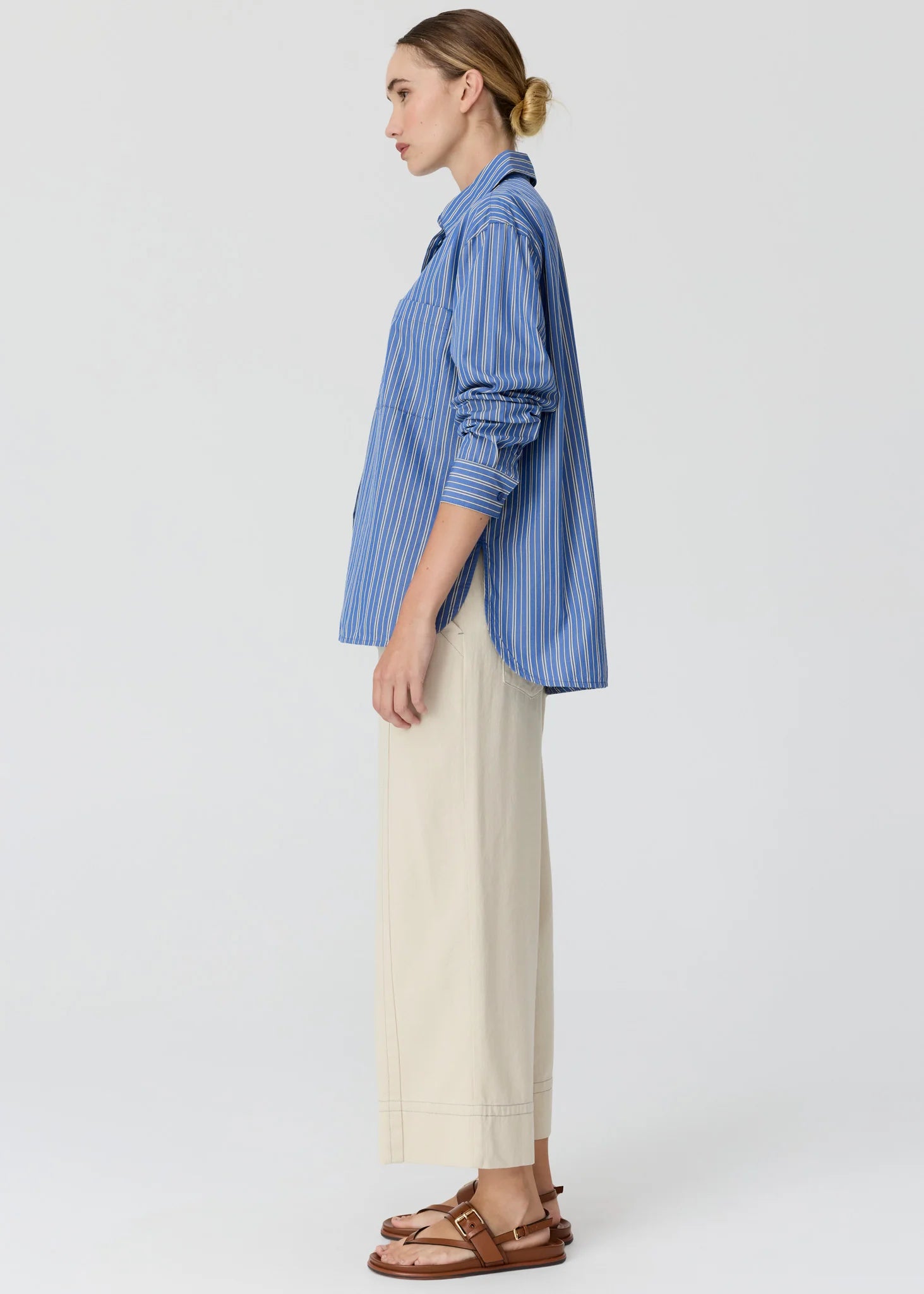 Aubin LS Shirt - Blue/Butter