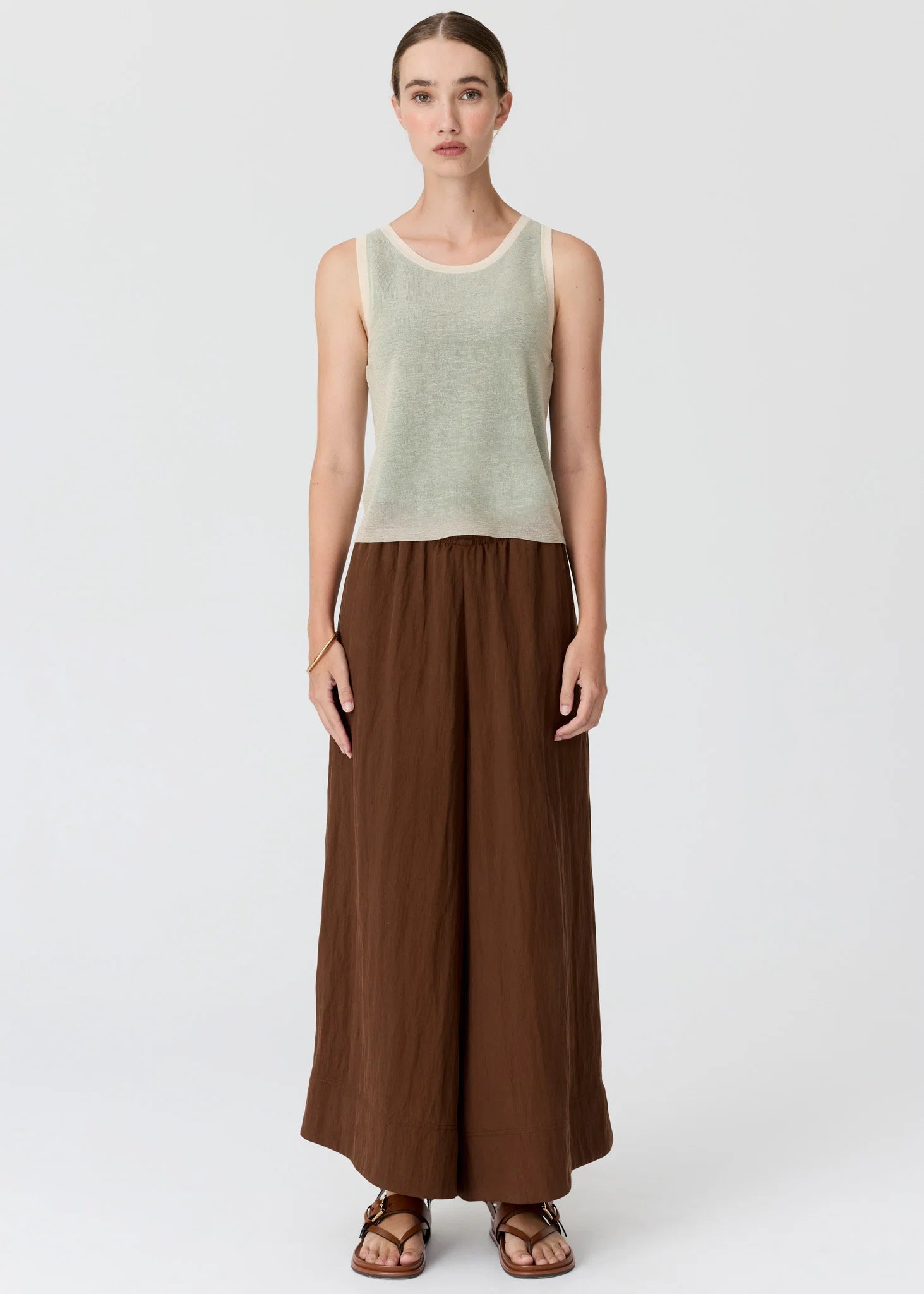 Kaspar Layered Tank - Green/Butter
