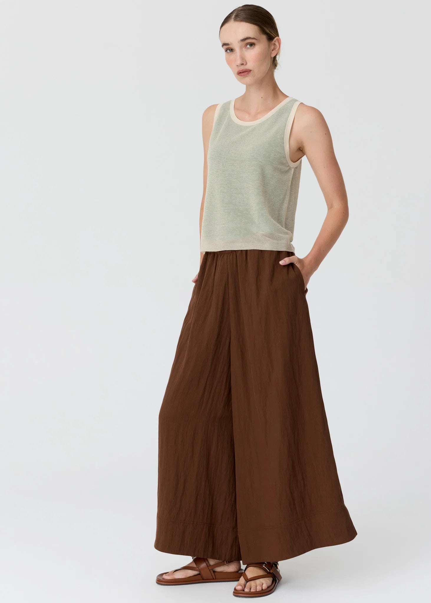 Kaspar Layered Tank - Green/Butter