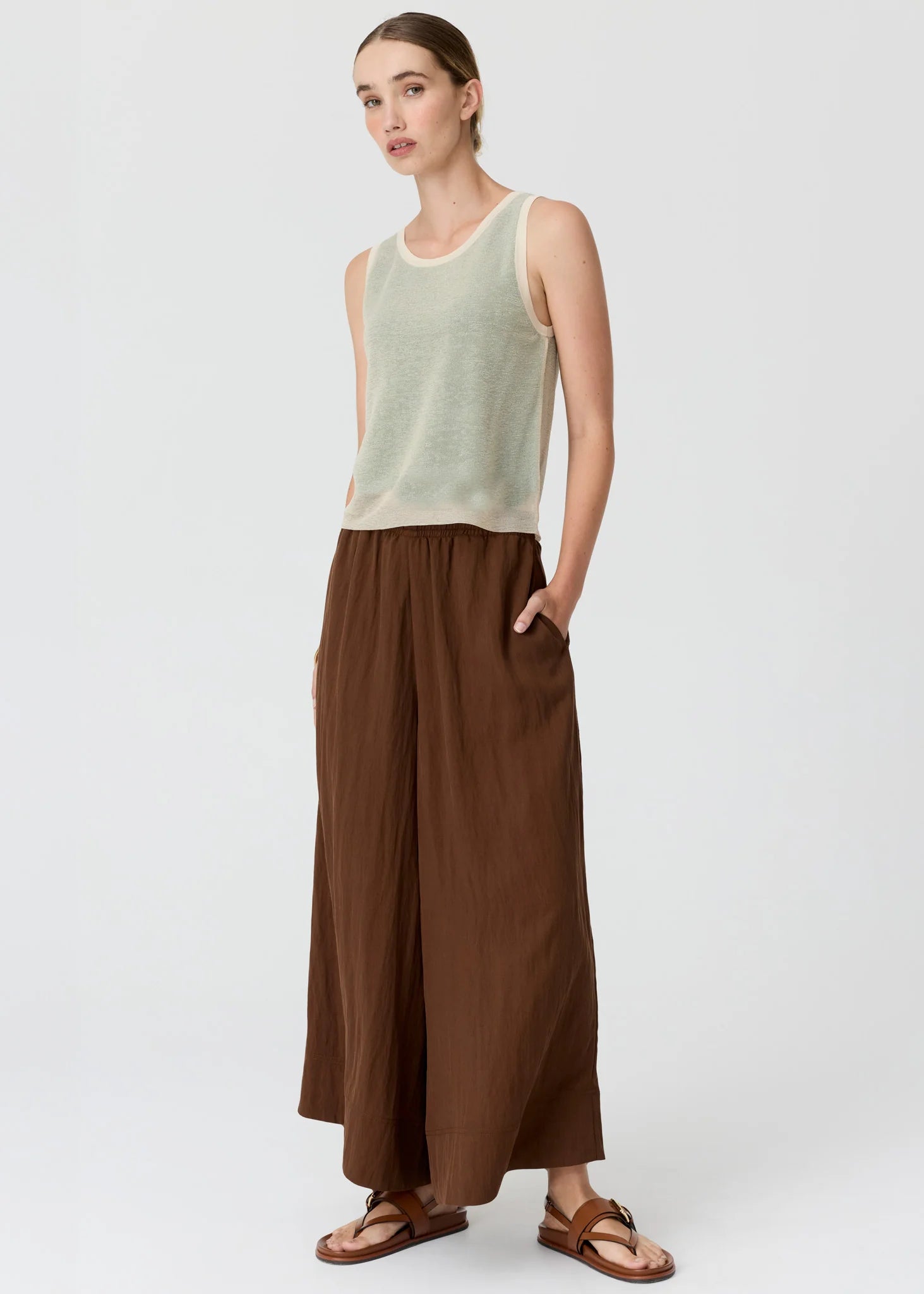 Kaspar Layered Tank - Green/Butter