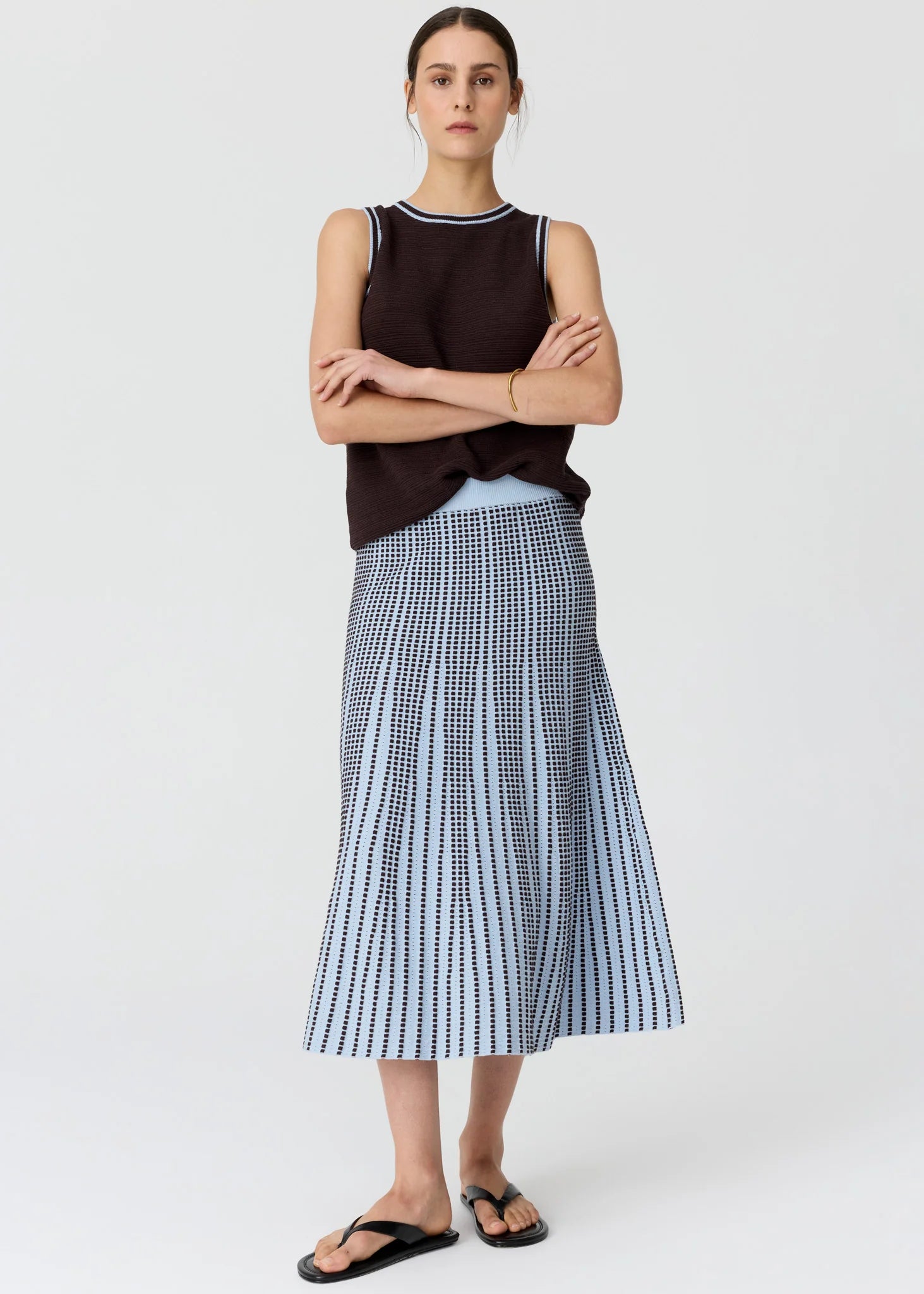 Evlyn Knit Tank - Choc/Ble
