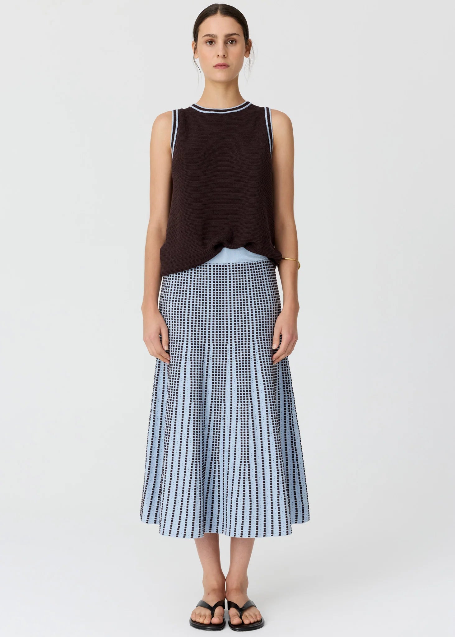 Evlyn Knit Tank - Choc/Ble