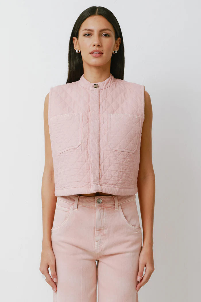 Quilted Pablo Vest - Peony Pink