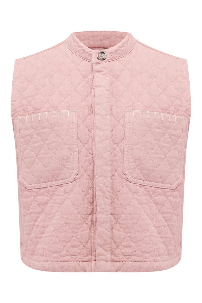 Quilted Pablo Vest - Peony Pink