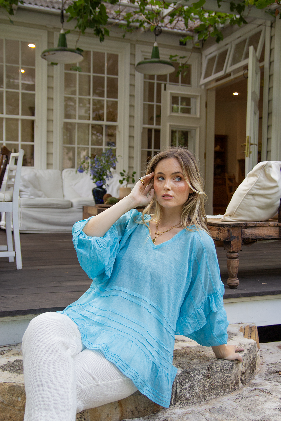 Bree Blouse - Blue Curacao