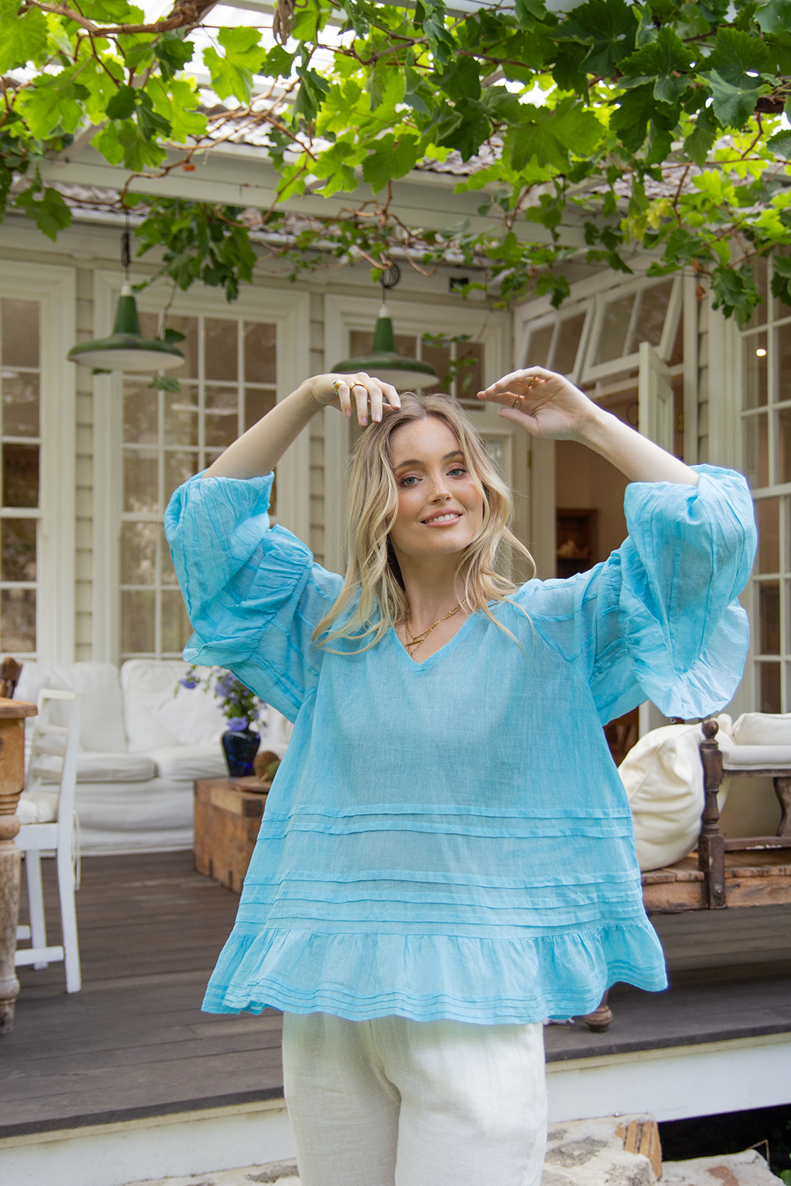 Bree Blouse - Blue Curacao