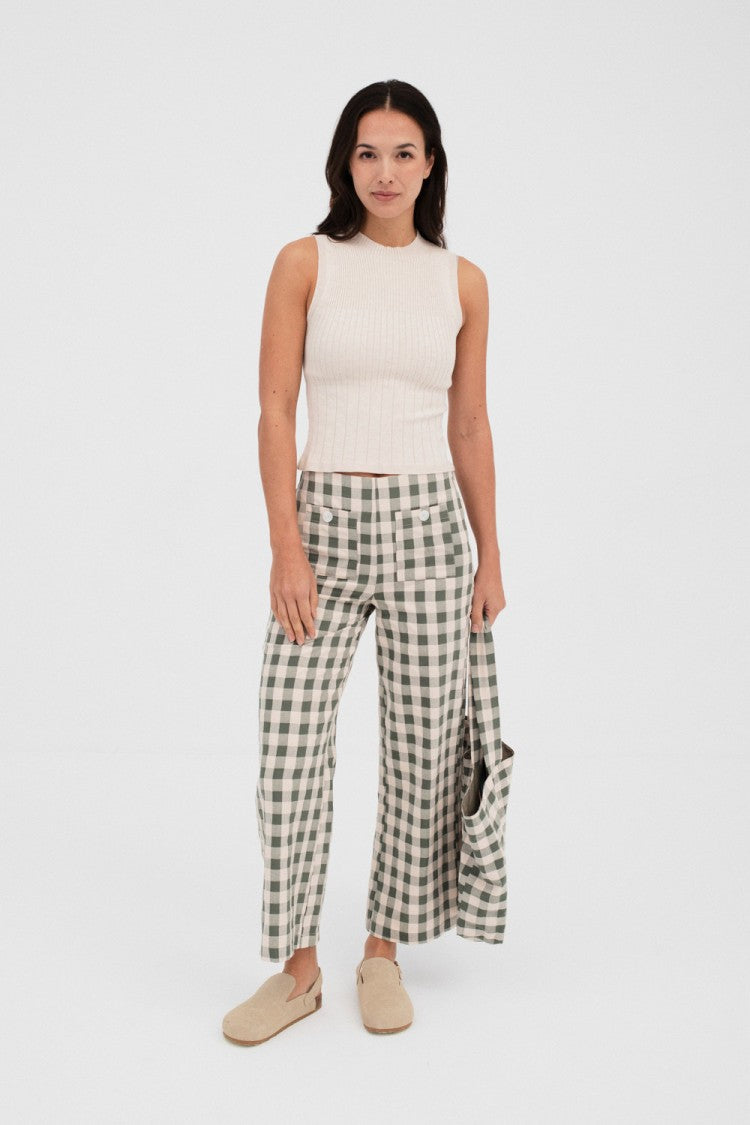 Malasana Check Pant - Verde