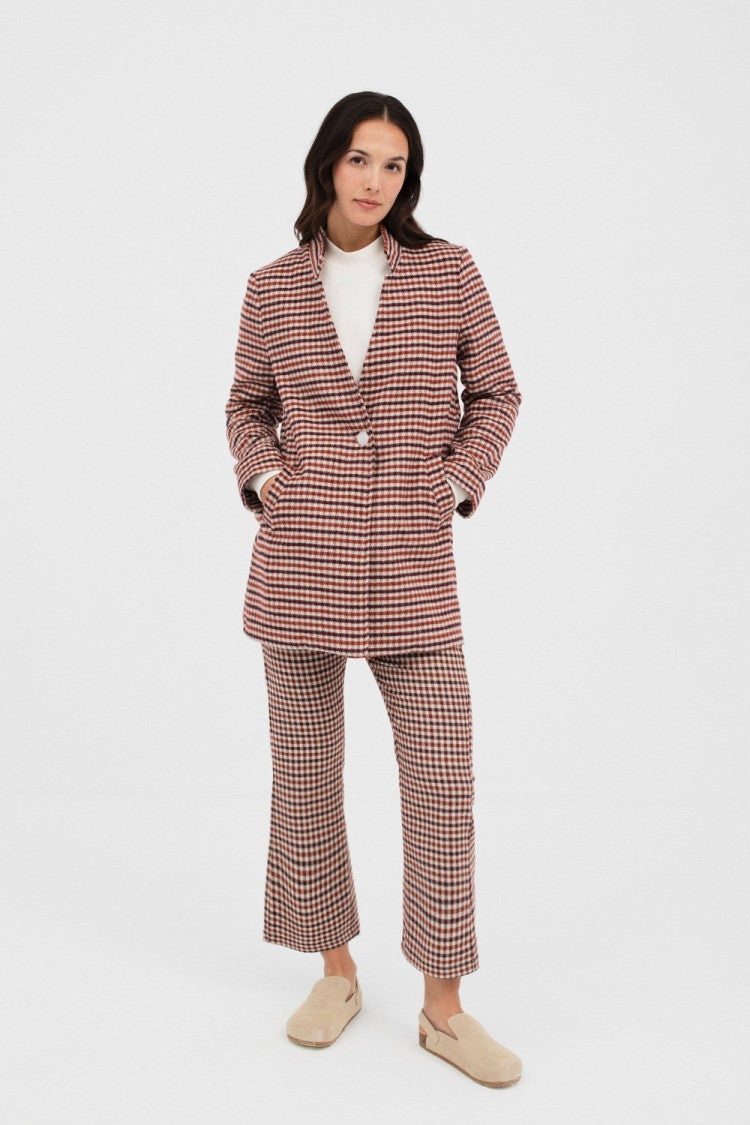 Villeray Coat - Maroon Check