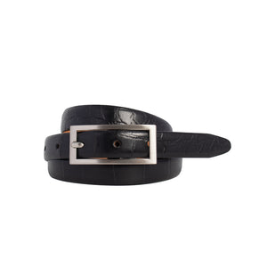 LOOP Allie Croc Embossed Leather Belt - Black