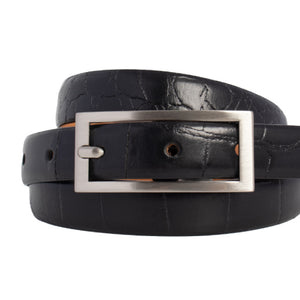 LOOP Allie Croc Embossed Leather Belt - Black