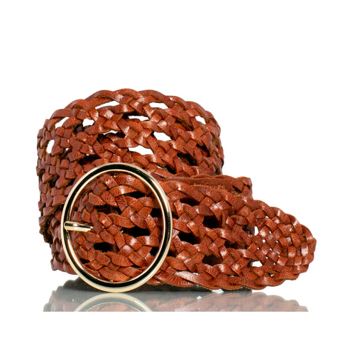 Alice Woven Leather Belt - Tan