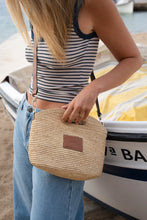 Leather Trim Raffia Mini