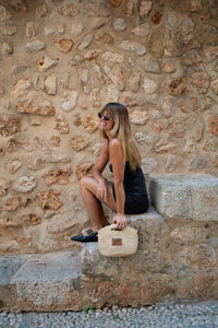 Leather Trim Raffia Mini