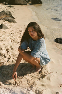 Crochet Tee Dress - Blue