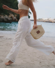 Leather Trim Raffia Mini