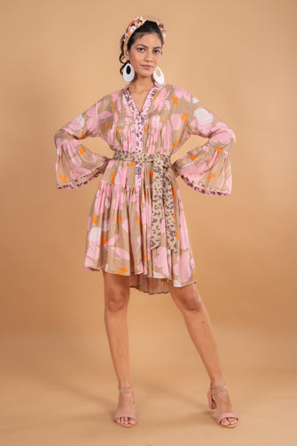 Camel Flower Tunic Dress