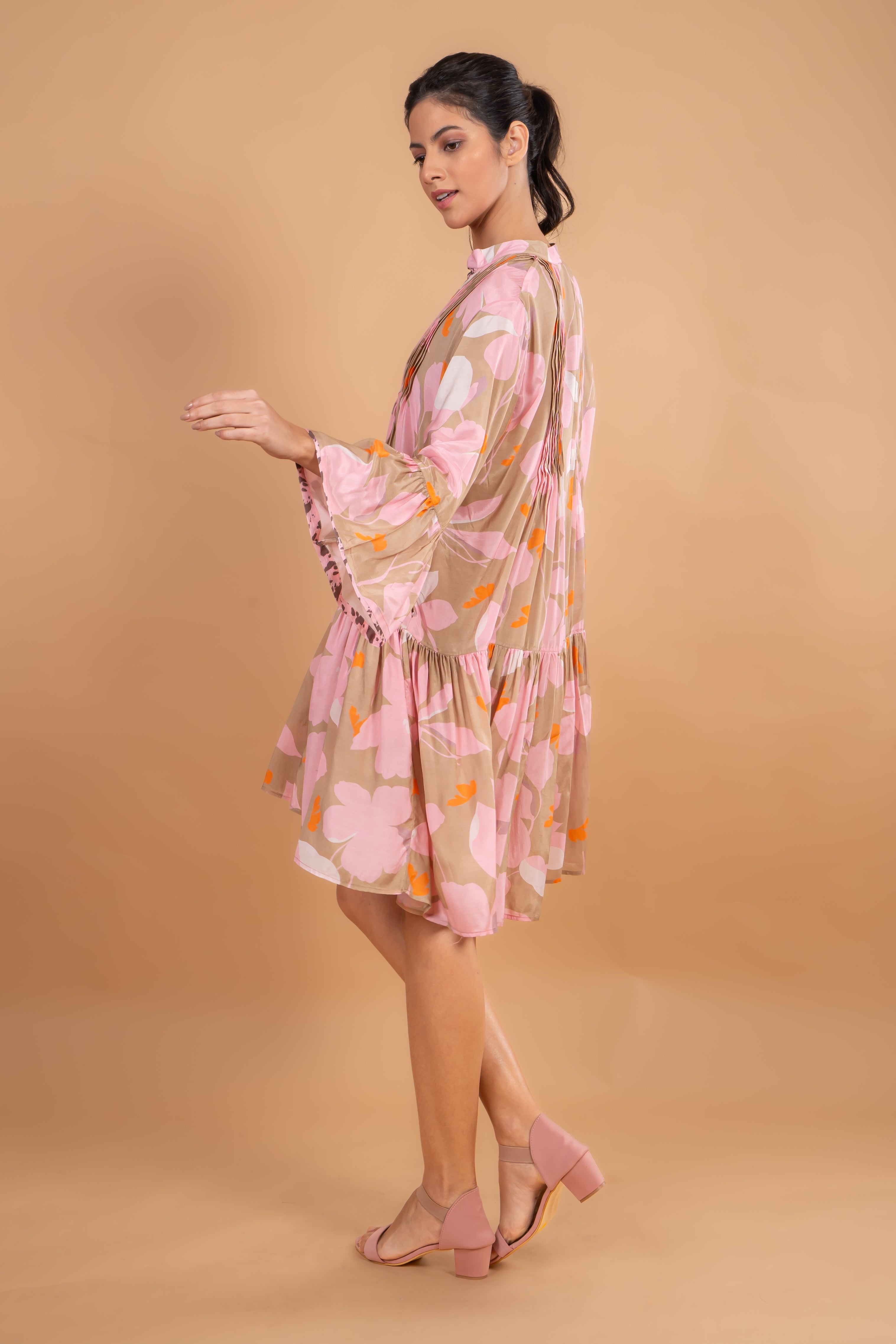 Camel Flower Tunic Dress
