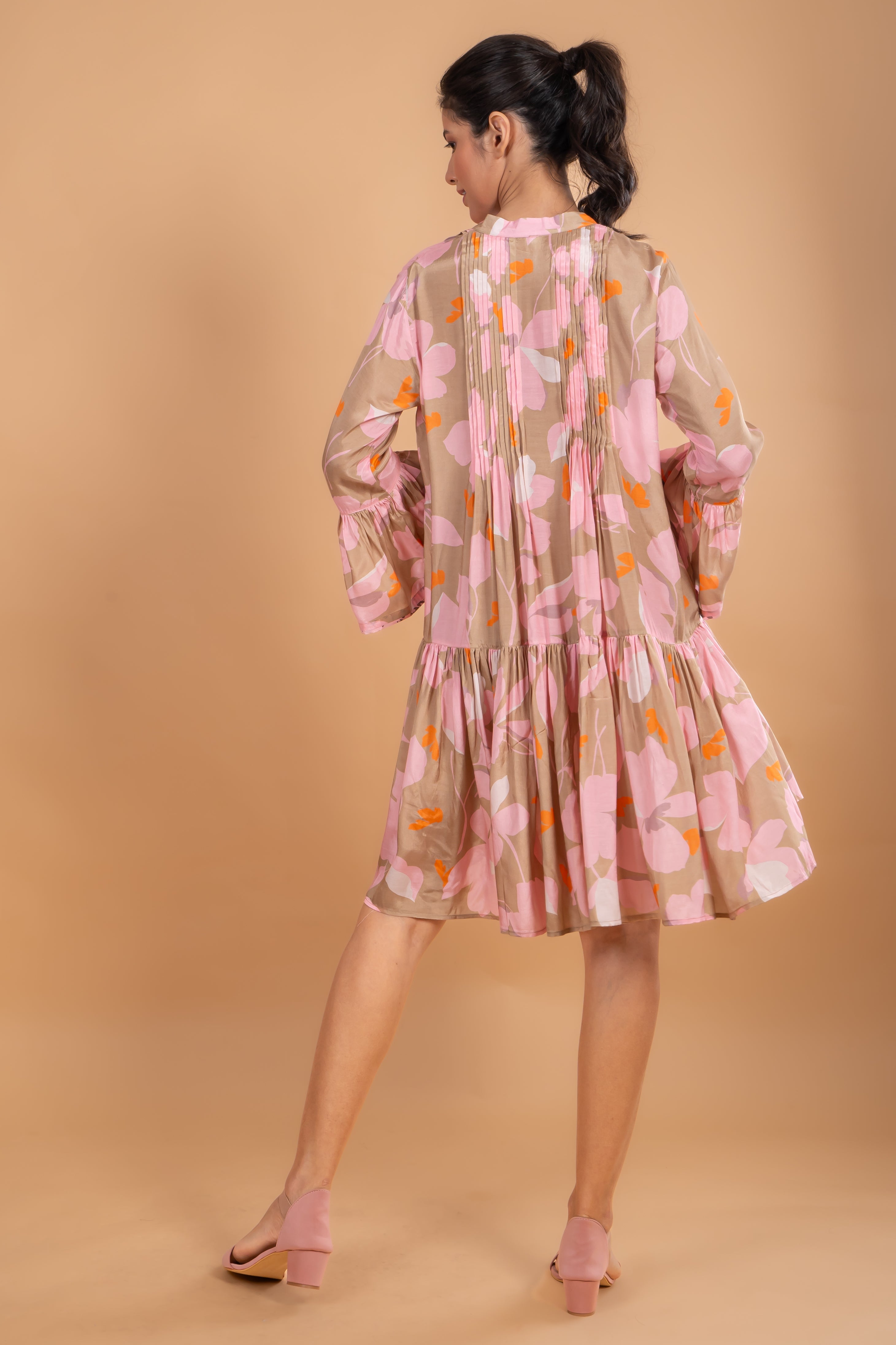 Camel Flower Tunic Dress