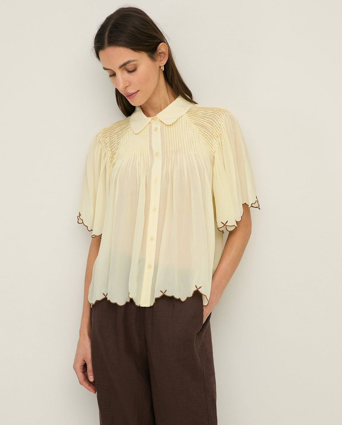 Embroidered Flutter Shirt