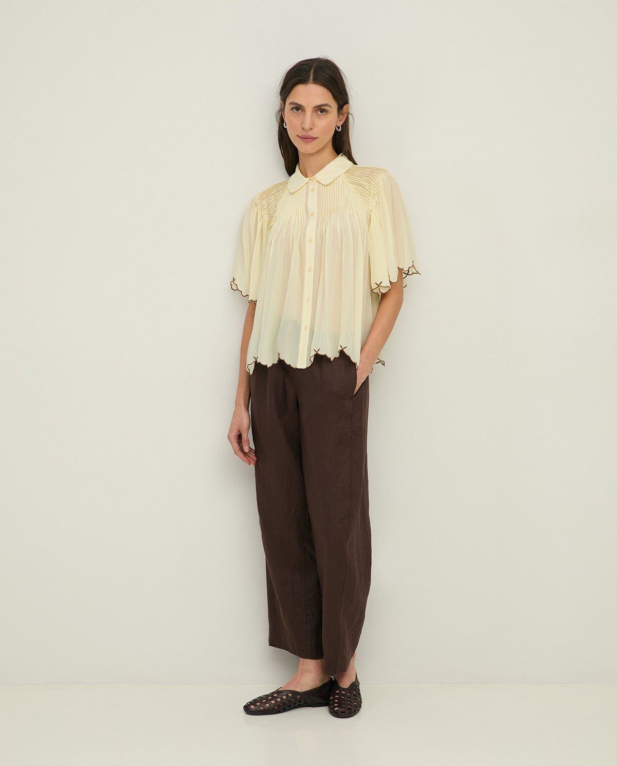 Embroidered Flutter Shirt