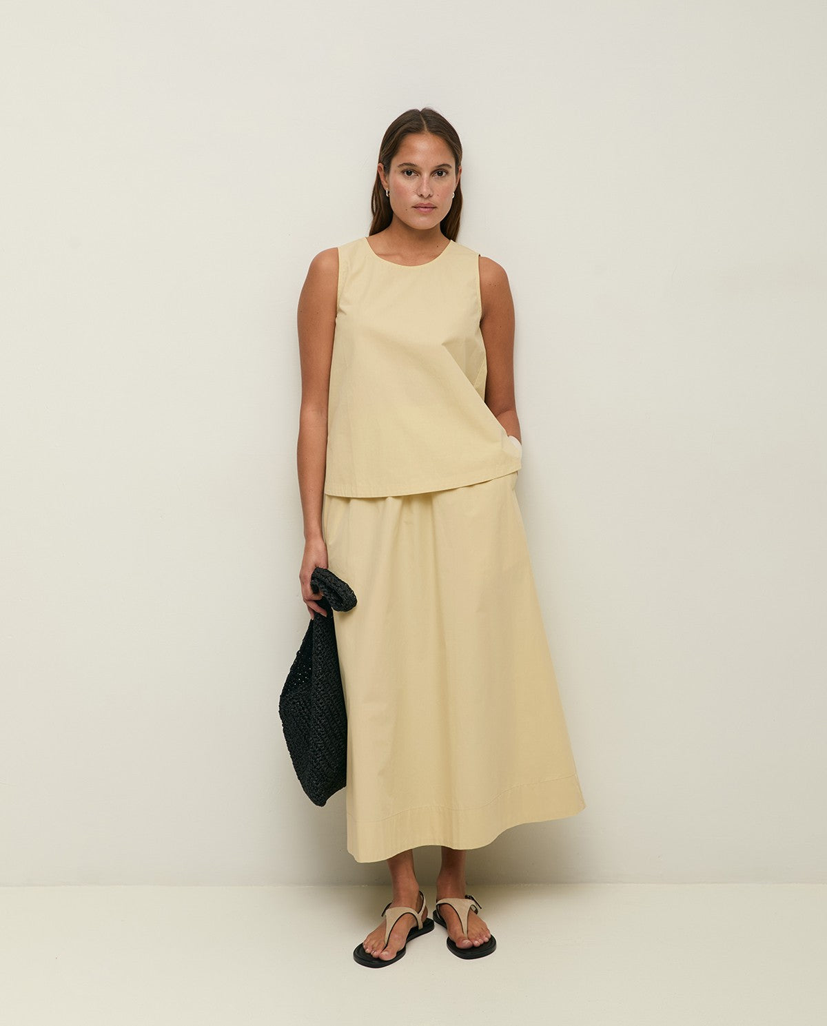 Long Poplin Skirt - Ecru