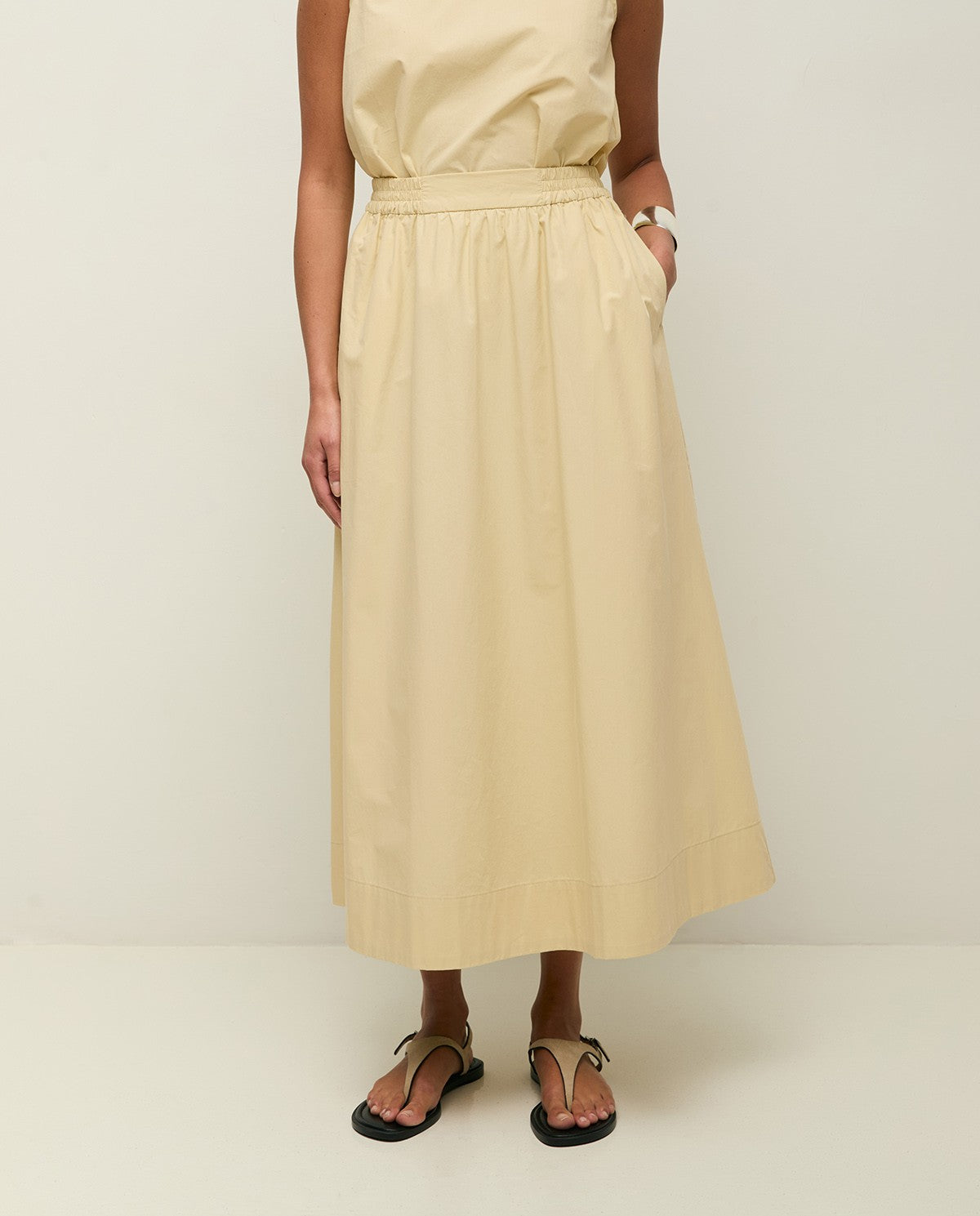 Long Poplin Skirt - Ecru