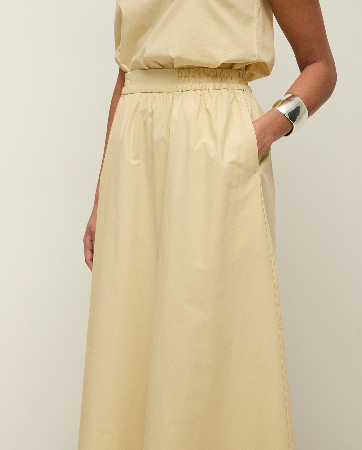 Long Poplin Skirt - Ecru