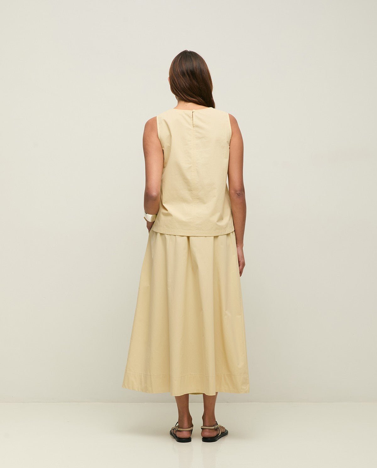 Long Poplin Skirt - Ecru