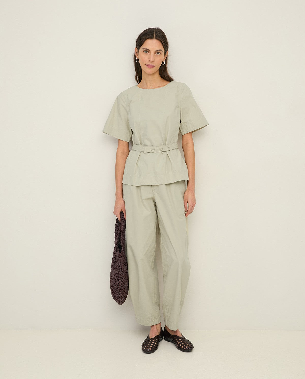 Button Hem Trousers - Natural