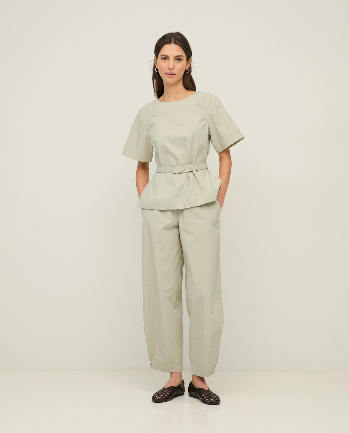 Button Hem Trousers - Natural
