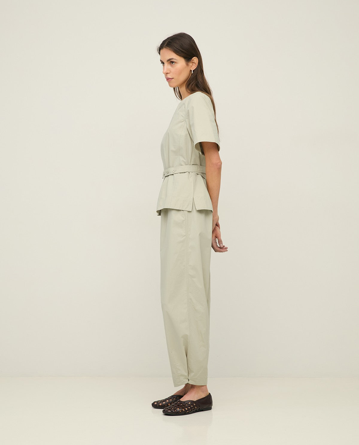 Button Hem Trousers - Natural
