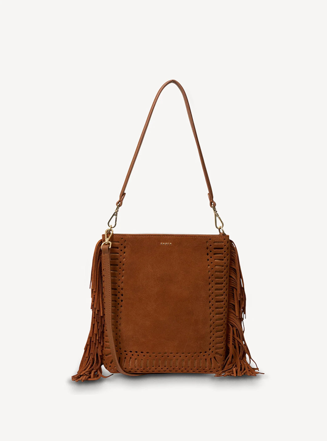 Claudette Shoulder Bag - Tan Suede