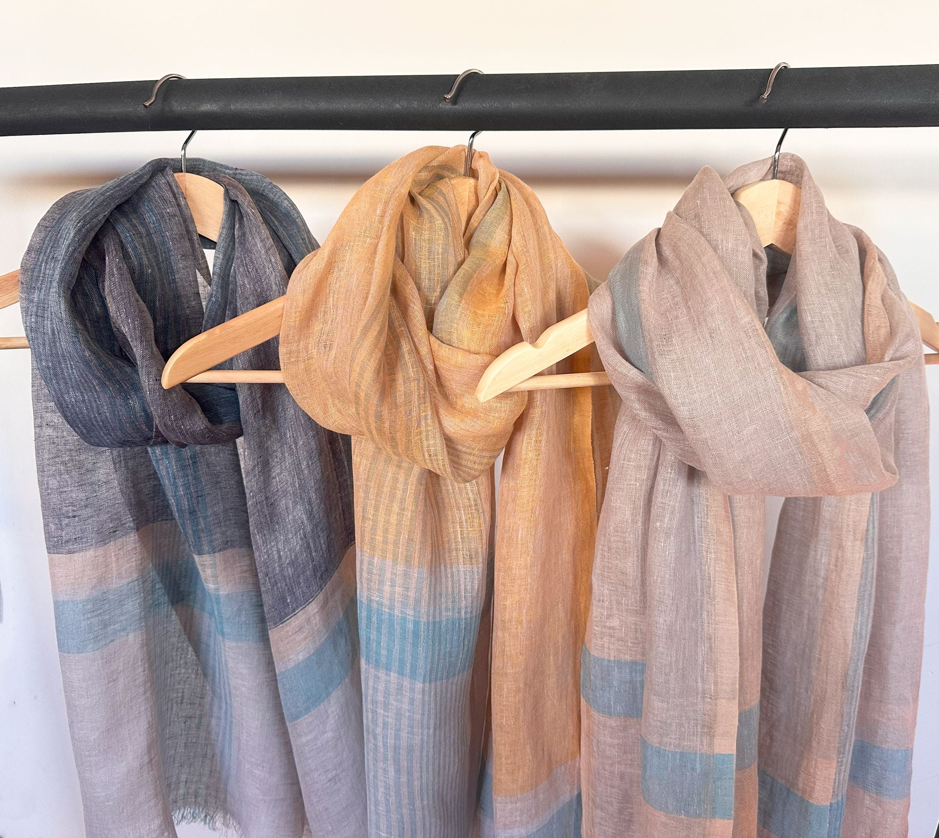 Vintage Woven Linen Scarf - Taupe