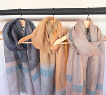 Vintage Woven Linen Scarf - Taupe