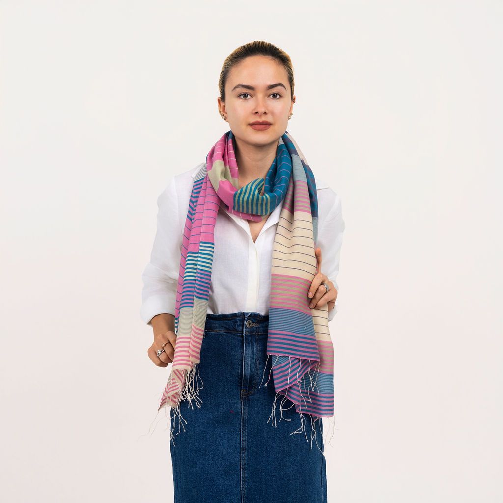 Caspia Silk Cotton Scarf - Pink