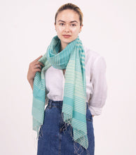 Caspia Silk Cotton Scarf - Turquoise