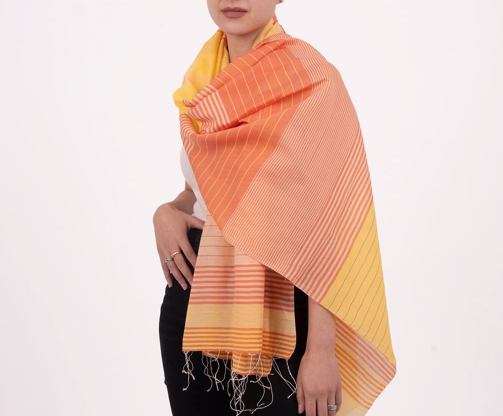 Caspia Silk Cotton Scarf - Marigold
