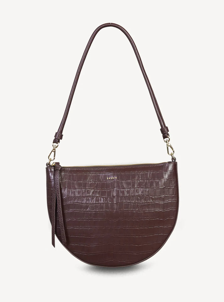 Gani Shoulder Bag - Espresso Croc