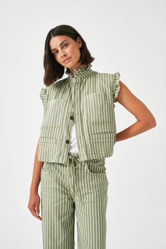 Pablo Waistcoat - Vintage Moss Stripe